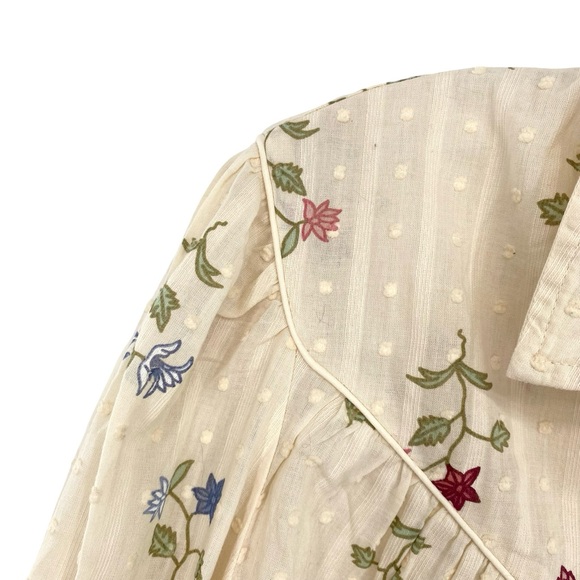 Wonderly Western Boho Floral Print Button Down Top New Cream Size Large - Picture 9 of 11